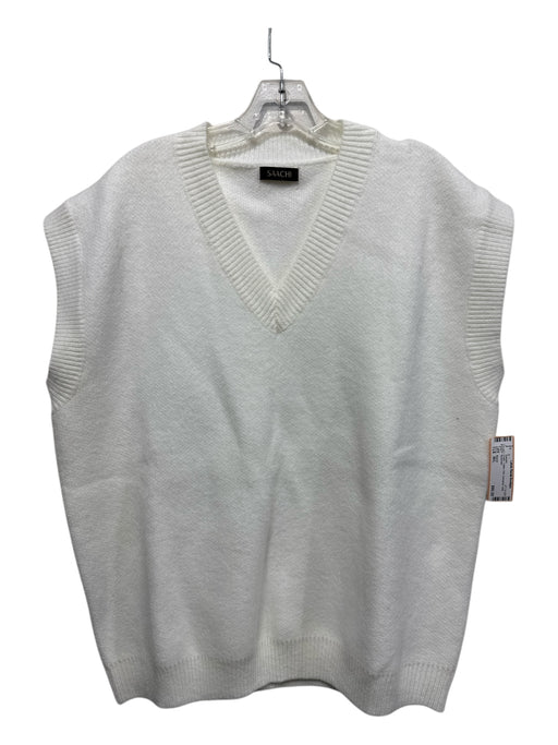 Saachi Size M/L Cream Cotton Knit Oversized Vest Sweater Cream / M/L