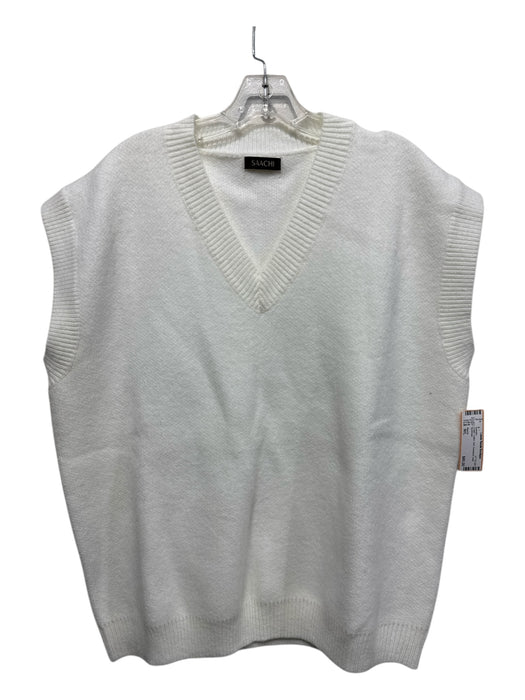 Saachi Size M/L Cream Cotton Knit Oversized Vest Sweater Cream / M/L