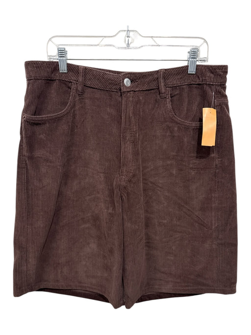 Zara Size 10 Brown Cotton Blend Corduroy High Rise Zip & Button Mid Thigh Shorts Brown / 10