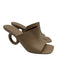Ferragamo Shoe Size 9.5 Beige Leather Peep Toe Round Heel Mules Beige / 9.5