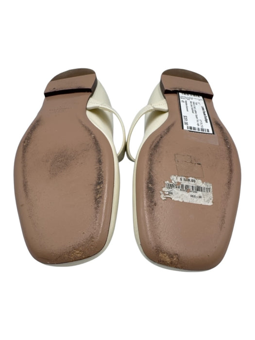 Valentino Garavani Shoe Size 41 White & Gold Leather Square Toe Logo Flats White & Gold / 41