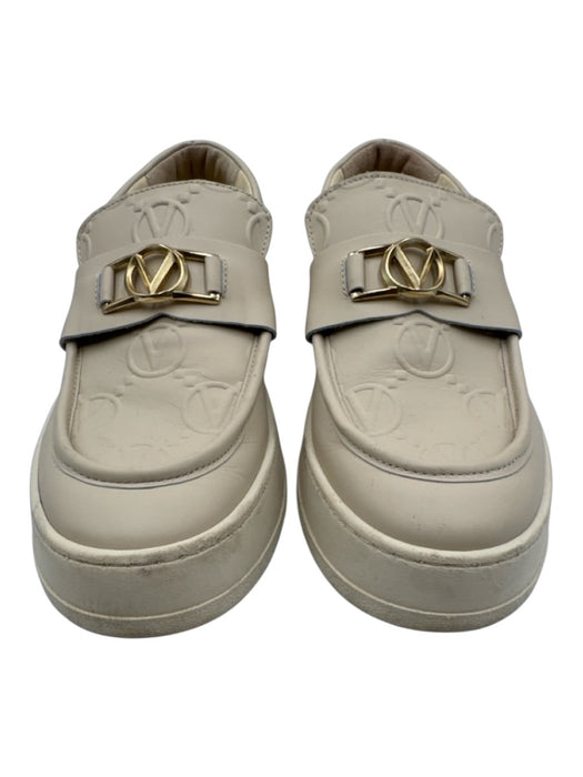 Valentino by Mario Valentino Shoe Size 9.5 Beige & Gold Logo Embossed Sneakers Beige & Gold / 9.5