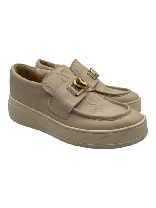 Valentino by Mario Valentino Shoe Size 9.5 Beige & Gold Logo Embossed Sneakers Beige & Gold / 9.5