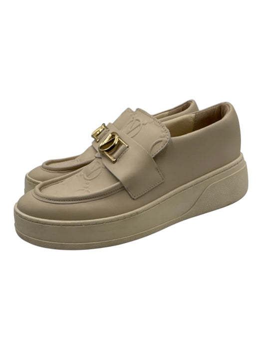 Valentino by Mario Valentino Shoe Size 9.5 Beige & Gold Logo Embossed Sneakers Beige & Gold / 9.5