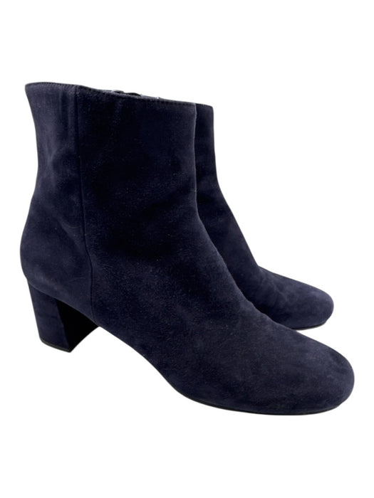 Prada Shoe Size 41 Navy Blue Suede leather Inner Side Zip Ankle Booties Navy Blue / 41