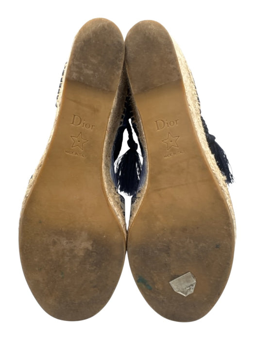 Christian Dior Shoe Size 41 Blue, White, Beige Canvas Espadrille Logo Wedges Blue, White, Beige / 41
