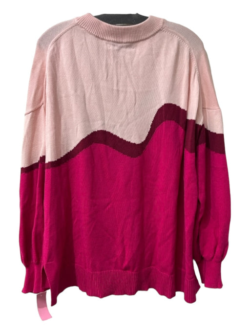 Tuckernuck Size XXL Pink & Red Cotton Ribbed color block Long Sleeve Sweater Pink & Red / XXL