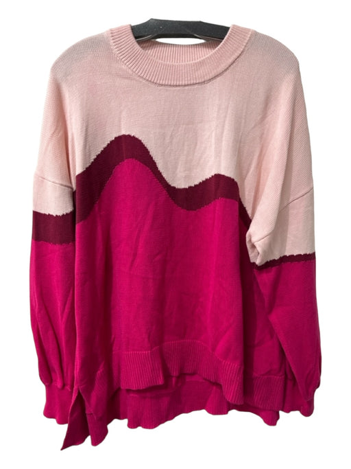 Tuckernuck Size XXL Pink & Red Cotton Ribbed color block Long Sleeve Sweater Pink & Red / XXL