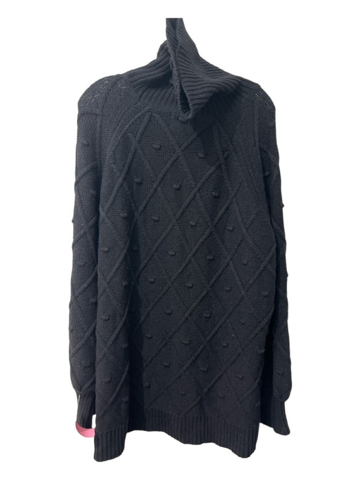 Tuckernuck Size XXL Black Wool Blend Long Sleeve Diamond Knit Ribbed Sweater Black / XXL