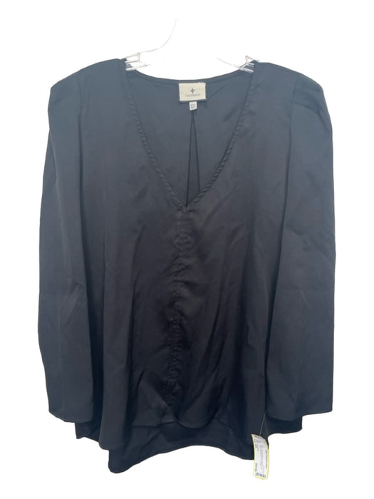 Tuckernuck Size XXL Black Polyester Blend V Neck Long Sleeve Puff Shoulder Top Black / XXL