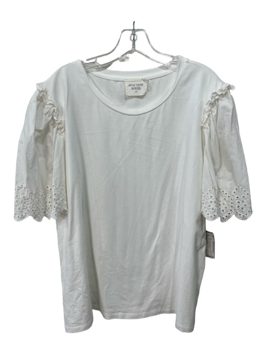 Hyacinth House Size XXL White Cotton Round Neck Eyelet 1/2 sleeve Ruffle Top White / XXL