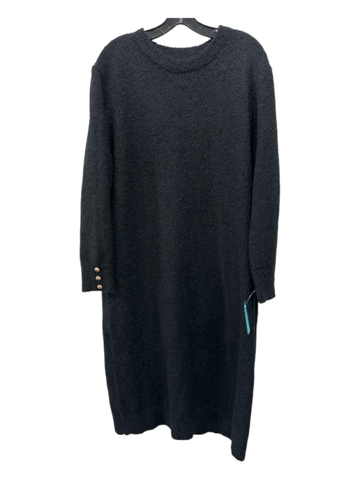 Tuckernuck Size XXL Black Polyester Knit Textured Long Sleeve Dress Black / XXL