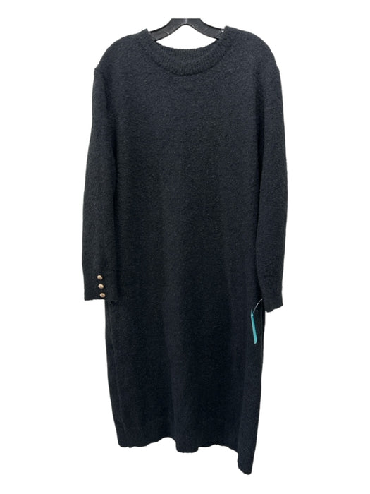 Tuckernuck Size XXL Black Polyester Knit Textured Long Sleeve Dress Black / XXL