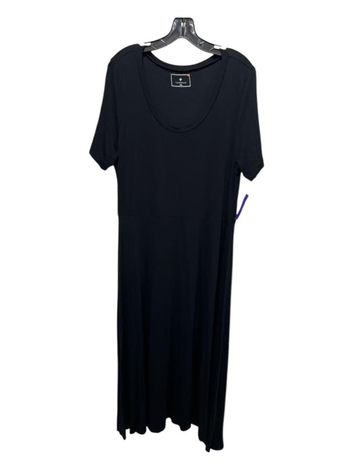 Tuckernuck Size XXL Black Bamboo Blend Round Neck Short Sleeve Midi Dress Black / XXL