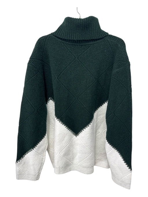 Hyacinth House Size XXL Green & White Acrylic & Wool Long Sleeve Ribbed Sweater Green & White / XXL