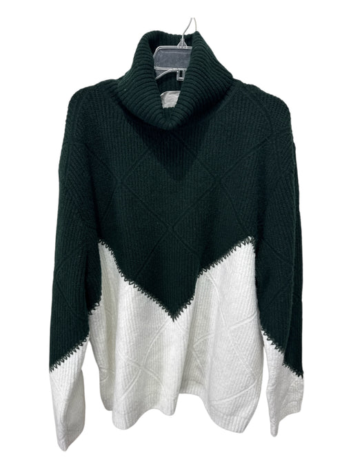 Hyacinth House Size XXL Green & White Acrylic & Wool Long Sleeve Ribbed Sweater Green & White / XXL