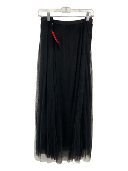 Peruvian Connection Size XL Black Nylon Elastic Waist Mesh Overlay Midi Skirt Black / XL