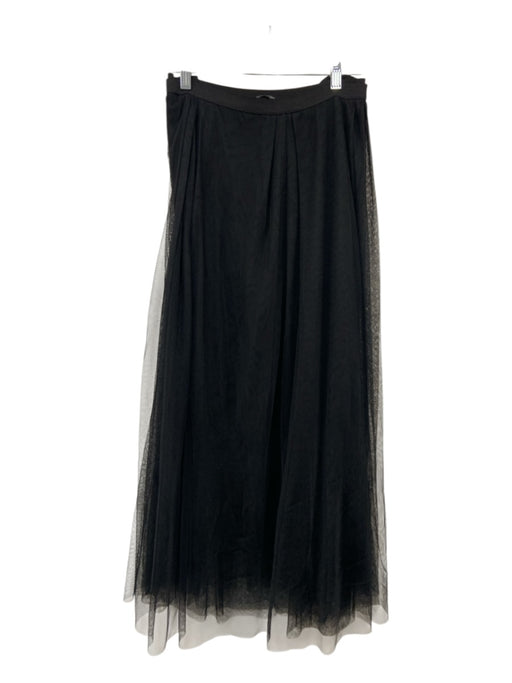 Peruvian Connection Size XL Black Nylon Elastic Waist Mesh Overlay Midi Skirt Black / XL