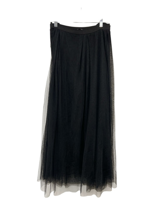 Peruvian Connection Size XL Black Nylon Elastic Waist Mesh Overlay Midi Skirt Black / XL