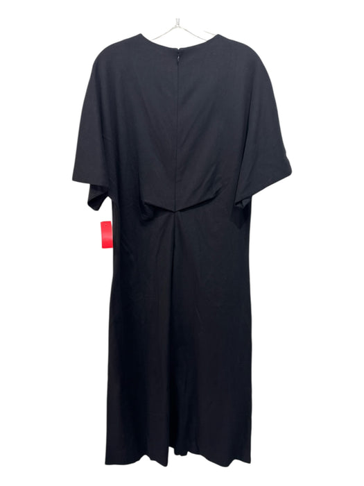 Tuckernuck Size XXL Black Cotton & Polyester Short Sleeve V Neck Midi Dress Black / XXL