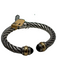 Burdick Co. Silver, gold & black 925 & 14k Onyx Rope Hinge Cuff Bracelet Silver, gold & black