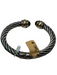 Burdick Co. Silver, gold & black 925 & 14k Onyx Rope Hinge Cuff Bracelet Silver, gold & black