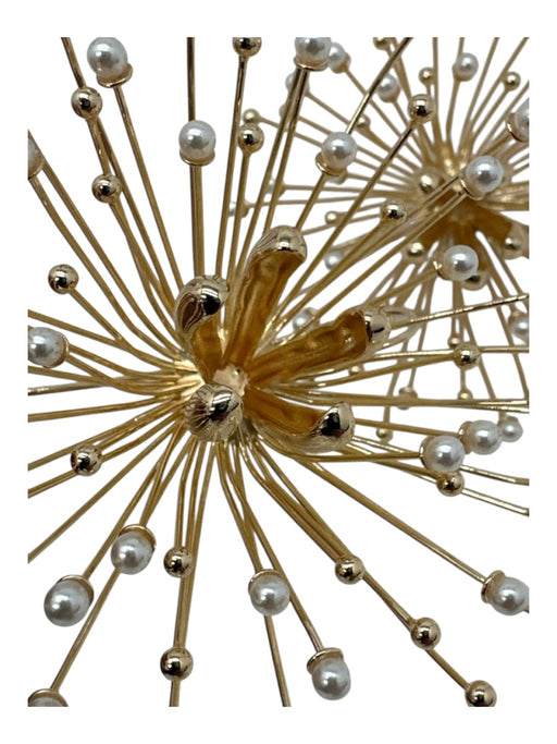 Cult Gaia Gold & White Brass Cluster Fish Hook Back Flower Faux pearls Earrings Gold & White