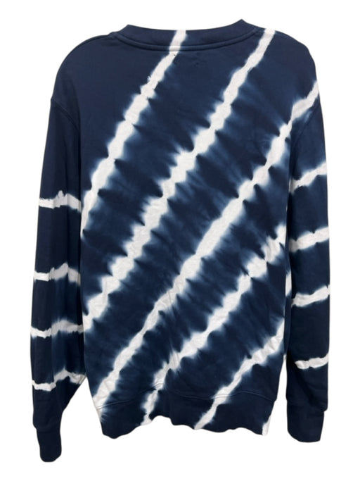 Tory Burch Size XL Navy & white Cotton Long Sleeve Tie Dye Striped Sweater Navy & white / XL
