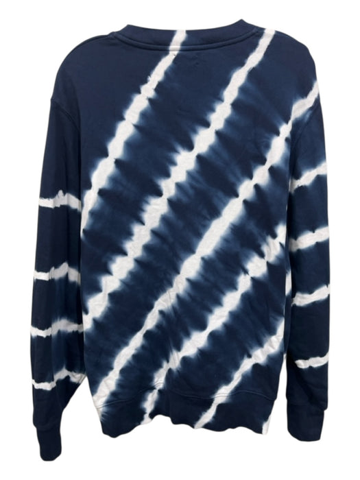 Tory Burch Size XL Navy & white Cotton Long Sleeve Tie Dye Striped Sweater Navy & white / XL