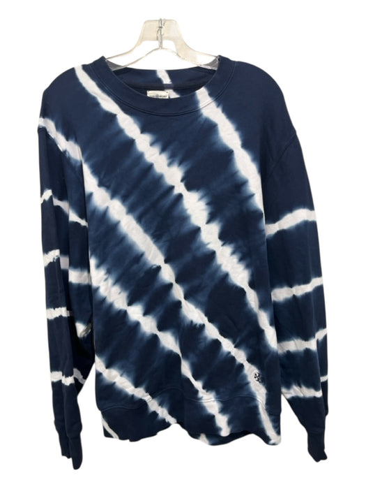 Tory Burch Size XL Navy & white Cotton Long Sleeve Tie Dye Striped Sweater Navy & white / XL