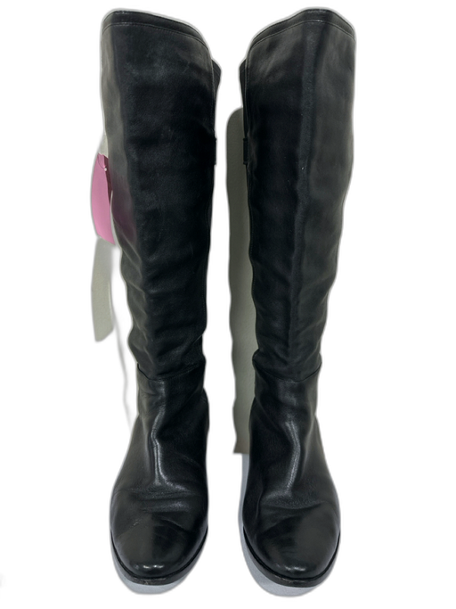 Cole Haan Shoe Size 9.5 Black Leather & Nylon Stacked Heel Half Calf Boots Black / 9.5