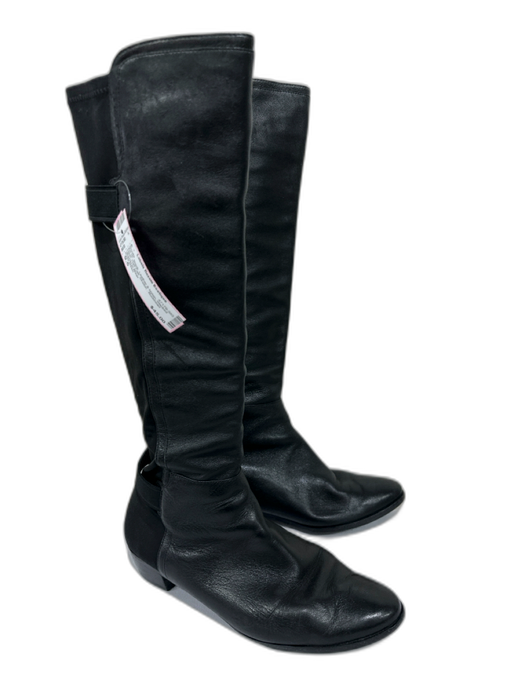 Cole Haan Shoe Size 9.5 Black Leather & Nylon Stacked Heel Half Calf Boots Black / 9.5