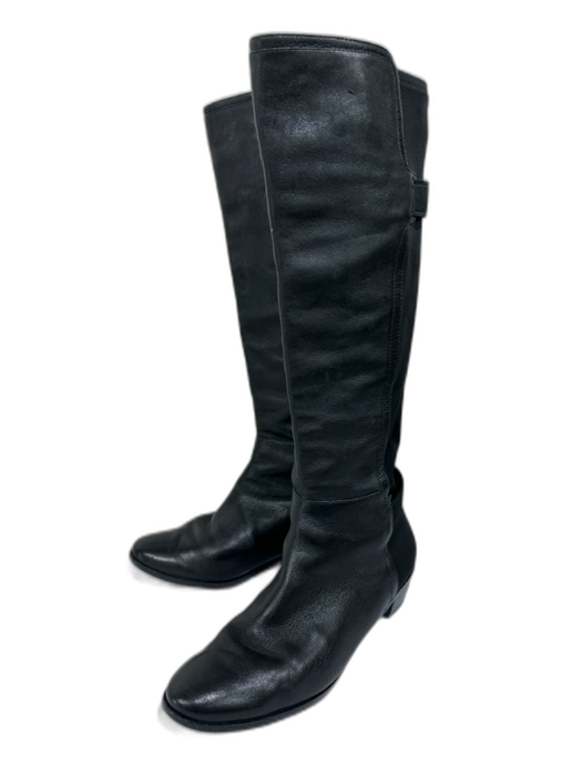 Cole Haan Shoe Size 9.5 Black Leather & Nylon Stacked Heel Half Calf Boots Black / 9.5