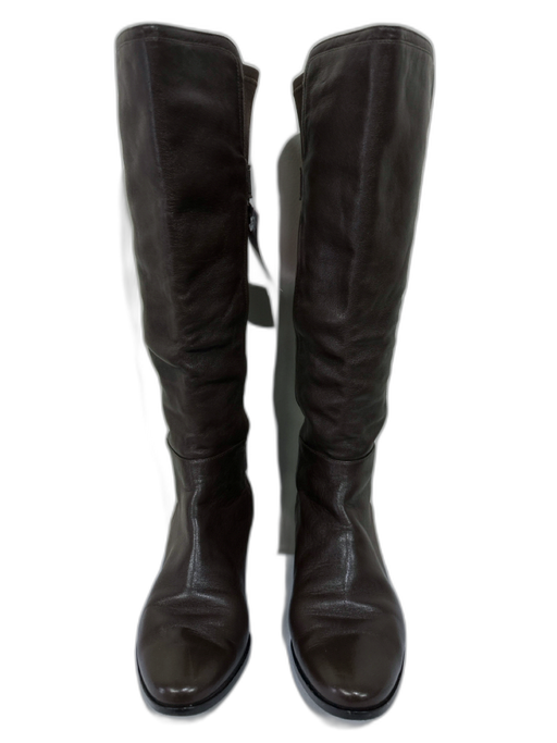 Cole Haan Shoe Size 9.5 Brown Leather & Nylon Stacked Heel Half Calf Boots Brown / 9.5