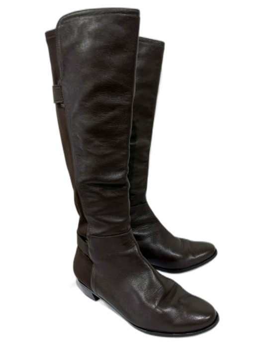 Cole Haan Shoe Size 9.5 Brown Leather & Nylon Stacked Heel Half Calf Boots Brown / 9.5