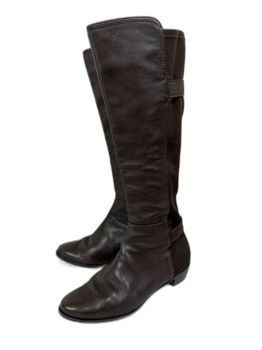 Cole Haan Shoe Size 9.5 Brown Leather & Nylon Stacked Heel Half Calf Boots Brown / 9.5