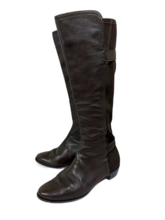 Cole Haan Shoe Size 9.5 Brown Leather & Nylon Stacked Heel Half Calf Boots Brown / 9.5