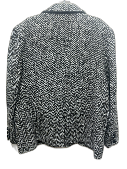 Tuckernuck Size XXL Gray & Black Polyester & Wool Lapel Chevron Midi Coat Gray & Black / XXL