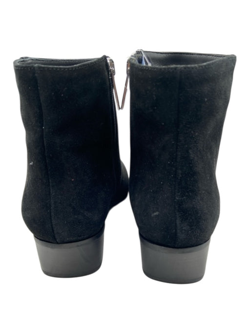 Aquatalia Shoe Size 9.5 Black Suede Upper Side Zip Short Block Heel Ankle Boots Black / 9.5