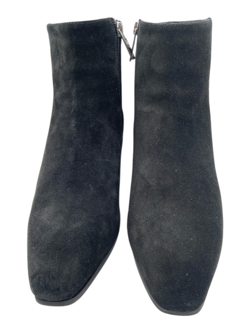 Aquatalia Shoe Size 9.5 Black Suede Upper Side Zip Short Block Heel Ankle Boots Black / 9.5