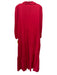 Pomander Place Size XXL Red Cotton Long puff sleeve Tiered Buttons Midi Dress Red / XXL