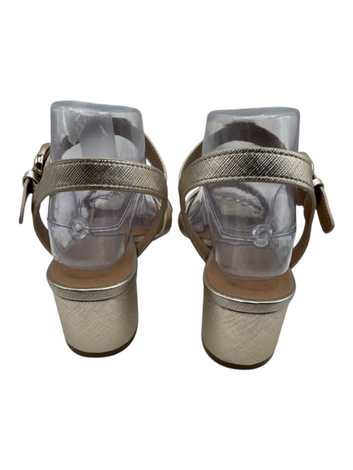 Aerosoles Shoe Size 9 Gold & Beige Patent Ankle Strap Criss Cross Sandals Gold & Beige / 9