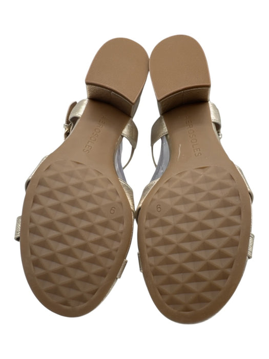 Aerosoles Shoe Size 9 Gold & Beige Patent Ankle Strap Criss Cross Sandals Gold & Beige / 9