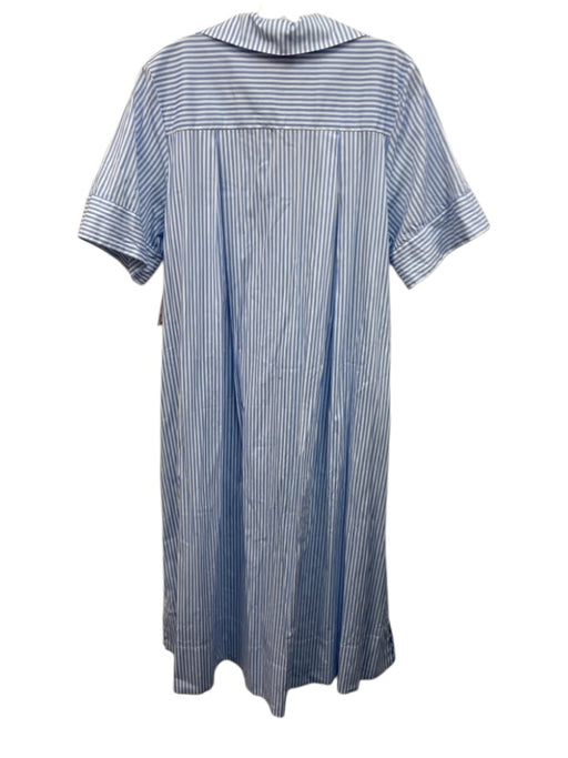Quiet Culture Size xl/xxl Blue & White Cotton Blend Short Sleeve Striped Dress Blue & White / xl/xxl