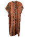 Peruvian Connection Size XXL Red, Green, Blue Linen Short Sleeve V Neck Dress Red, Green, Blue / XXL