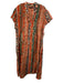 Peruvian Connection Size XXL Red, Green, Blue Linen Short Sleeve V Neck Dress Red, Green, Blue / XXL