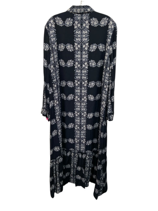 Hyacinth House Size XXL Navy & white Rayon Long Sleeve Floral Maxi Dress Navy & white / XXL