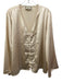 Tuckernuck Size XXL Cream White Polyester Long Sleeve Frog Buttons Satin Top Cream White / XXL