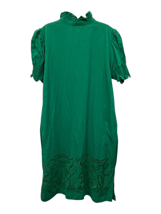 Tuckernuck Size XXL Green Cotton Short Puff Sleeve smocked Quarter Button Dress — Labels Resale Boutique