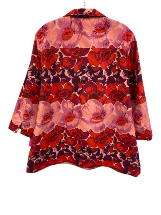 Tuckernuck Size XXL Red, Pink, Purple Polyester Half Sleeve Floral V Neck Top Red, Pink, Purple / XXL